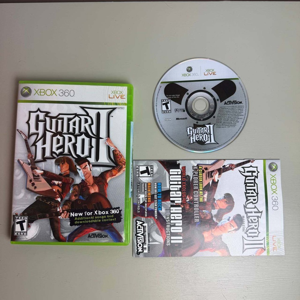 Activision Guitar Hero II Xbox 360 Game Music Rhythm Rock Complete With Manual